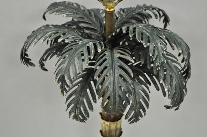 Vintage Italian Hollywood Regency Tole Metal Tropical Palm Tree Table Lamp