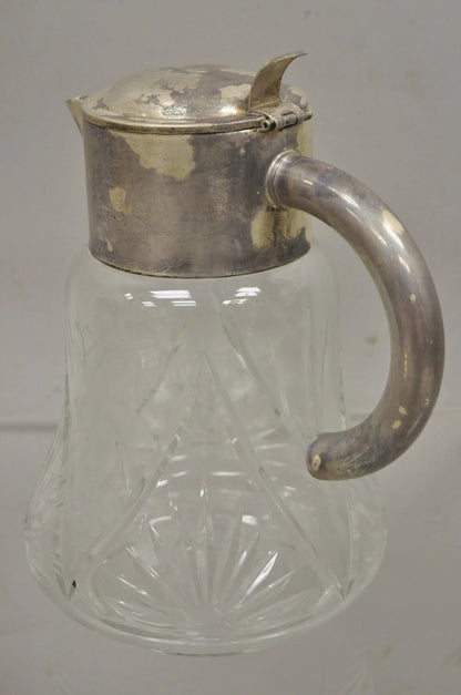 Antique Victorian Silver Plated German Cut Crystal Glass Lemonade Water Pitcher