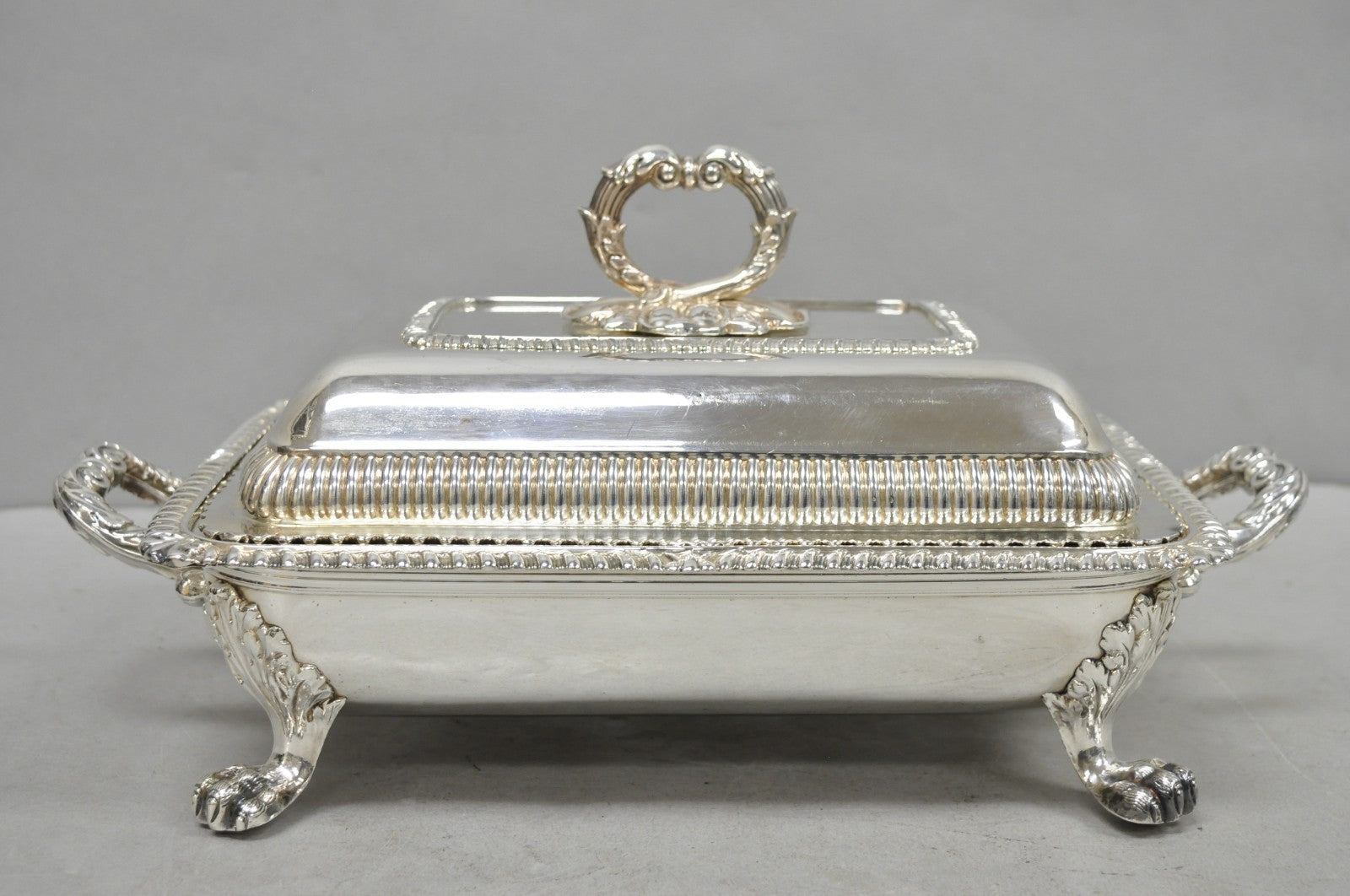 Antique English Regency Georgian Silver Plated Covered Chafing Serving Dish
