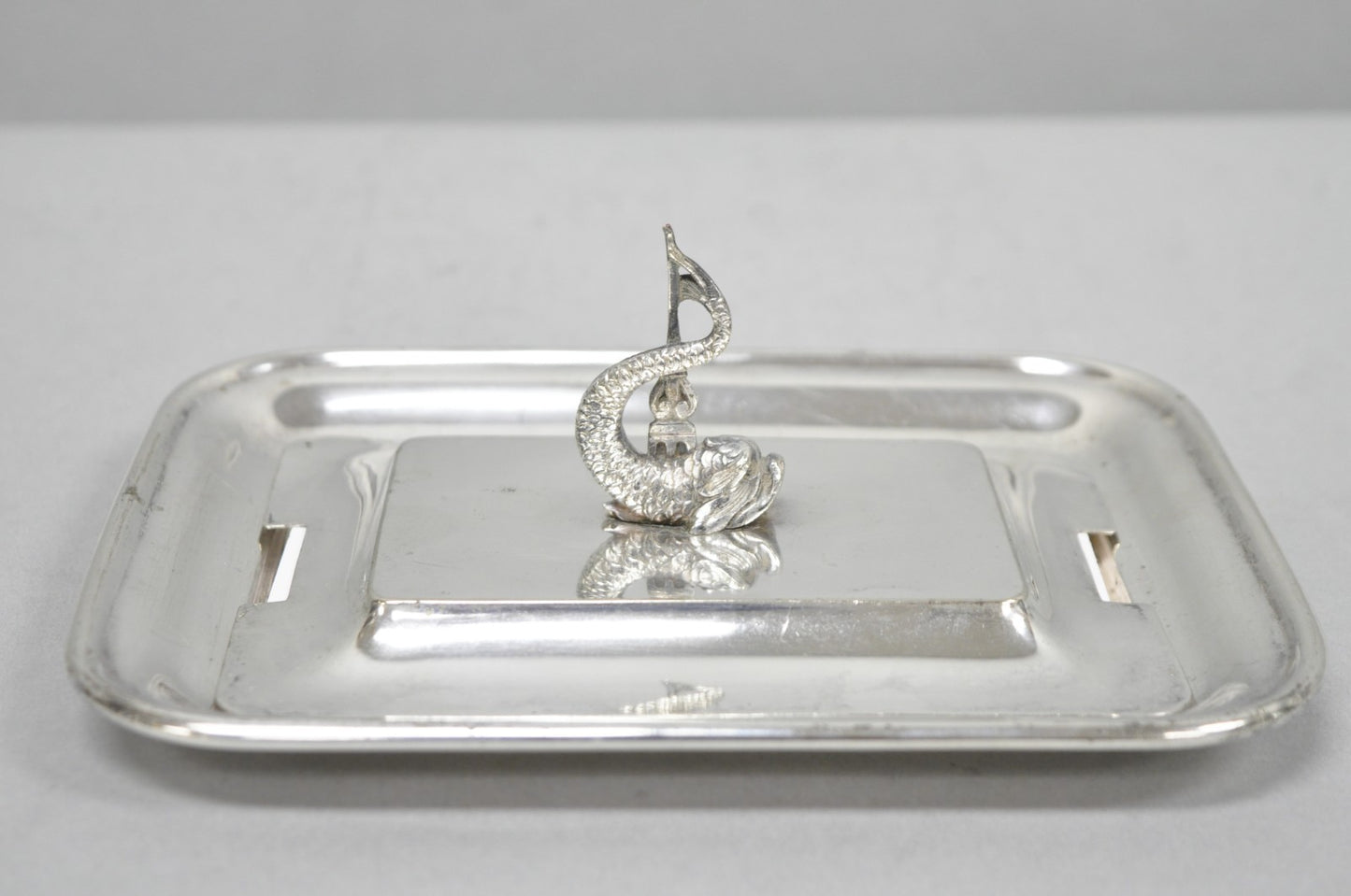 Antique English Regency Silver Plated Serpent Dolphin Desk Dish Note Holder