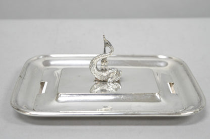 Antique English Regency Silver Plated Serpent Dolphin Desk Dish Note Holder