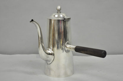 Vintage US Navy Art Deco Silver Plated Coffee Tea Pot Kettle w/ Wooden Handle