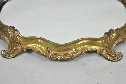 Vintage French Art Nouveau Style Bronze Vanity Mirror Powder Room Perfume Tray