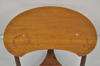 Antique French Empire Mahogany Mother of Pearl Wreath Inlay Accent Side Table