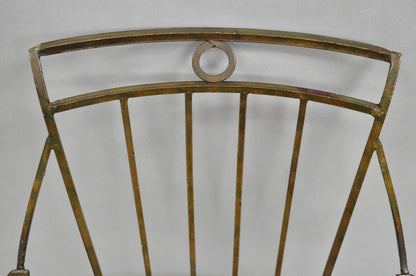 Vintage Egyptian Revival Lion Sphinx Wrought Iron Regency Style Arm Chair