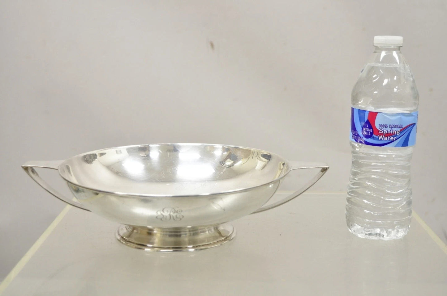 L.B.S. Co. English Sheffield Round Silver Plated Twin Handle Shallow Bowl Dish