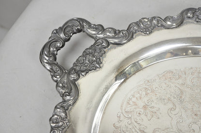 Vintage Poole 400 Lancaster Rose Silver Plated Bar Serving Platter Tray on Feet