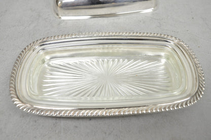 Vintage Oneida Silver Plated Covered Butter Dish w/ Glass Liner (A)