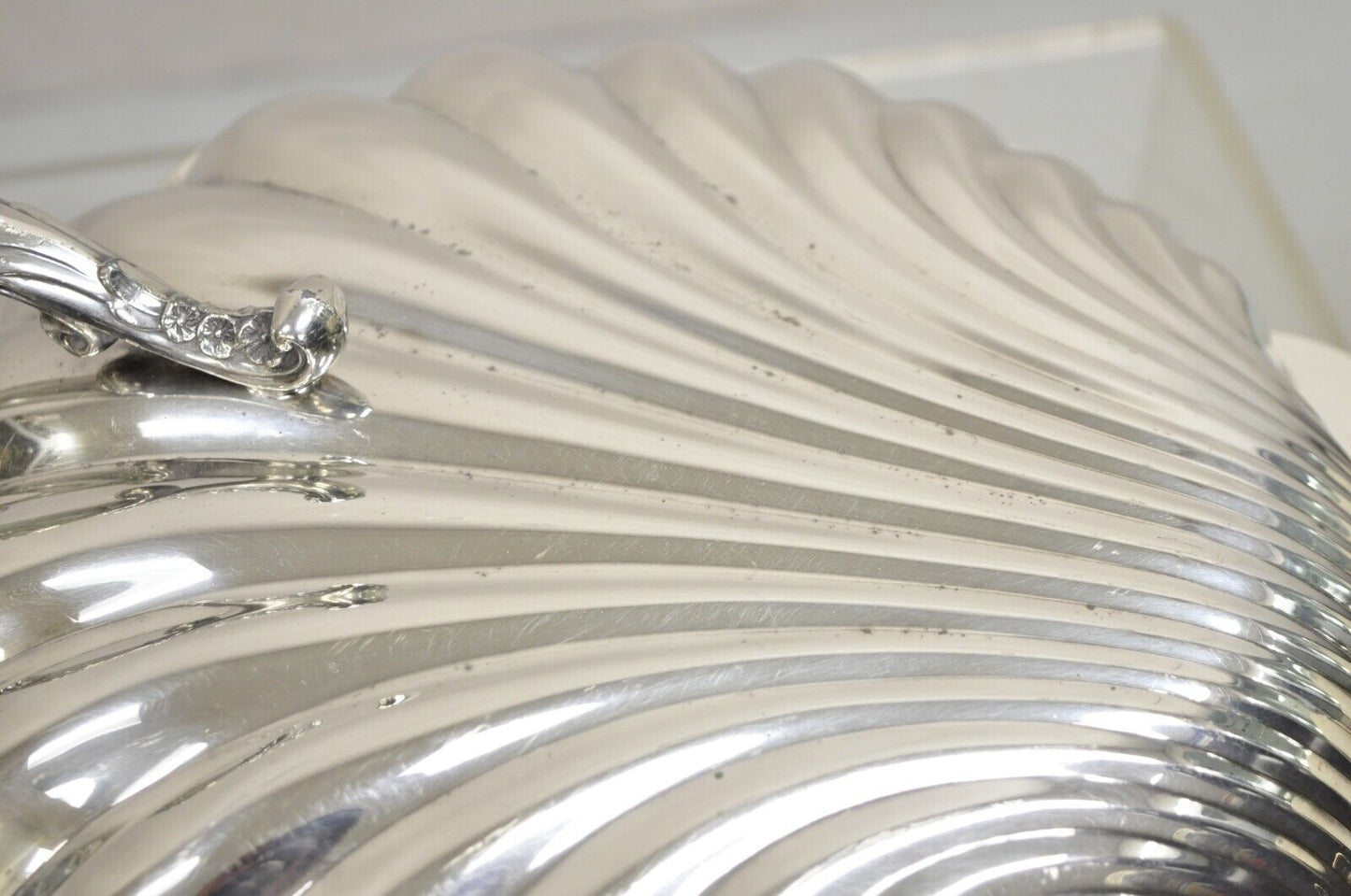 Vintage Regency Style Silver Plated Clam Shell Hinged Warmer Serving Platter