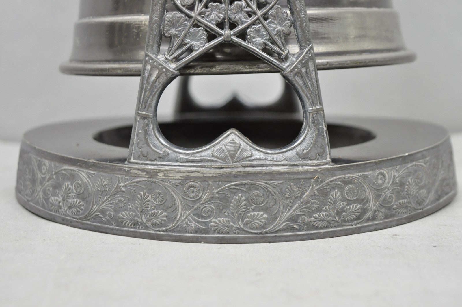 Antique English Victorian Silver Plated Tilting Coffee Pot on Stand w/ Engraving