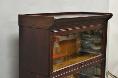 Antique Mahogany 4 Section Barrister Bookcase Glass Door Stacking Lawyer Cabinet