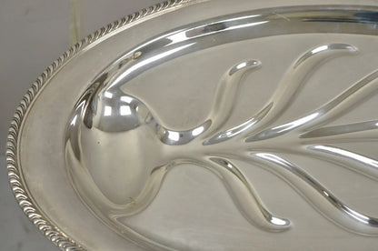 Vintage  WM Rogers Regency Style Silver Plated 18" Oval Footed Meat Tray Platter