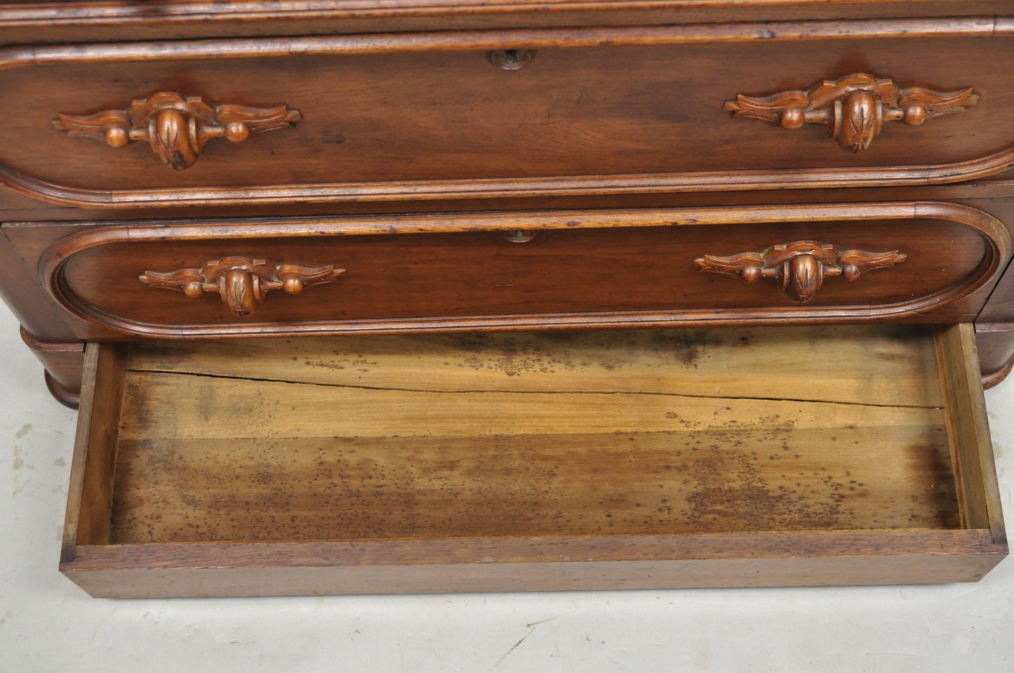 Antique Eastlake Victorian Carved Walnut Marble Top Washstand Dresser w/ Mirror