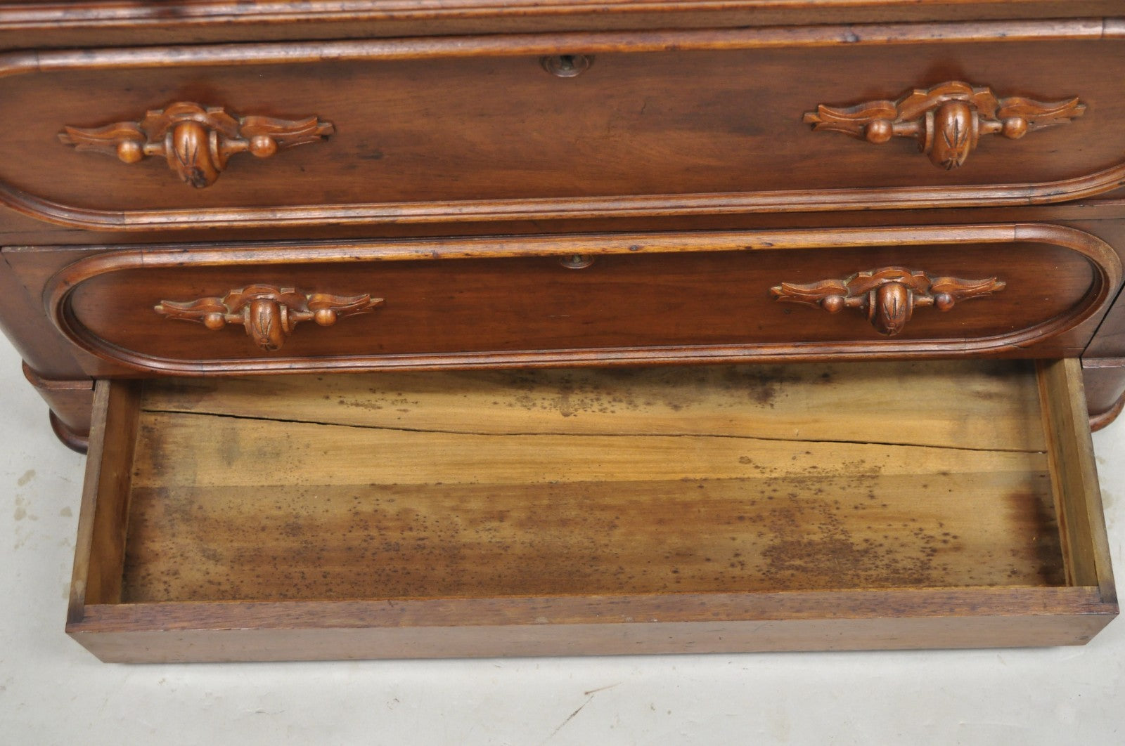 Antique Eastlake Victorian Carved Walnut Marble Top Washstand Dresser w/ Mirror