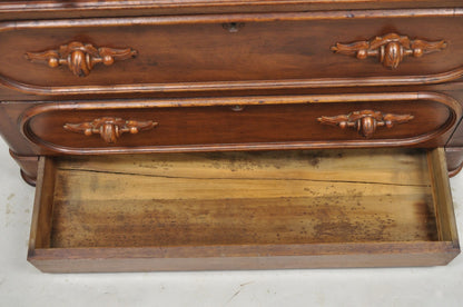 Antique Eastlake Victorian Carved Walnut Marble Top Washstand Dresser w/ Mirror