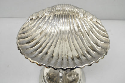 Decorative Nautical Silver Plated Seahorse Clamshell Pedestal Compote Candy Dish