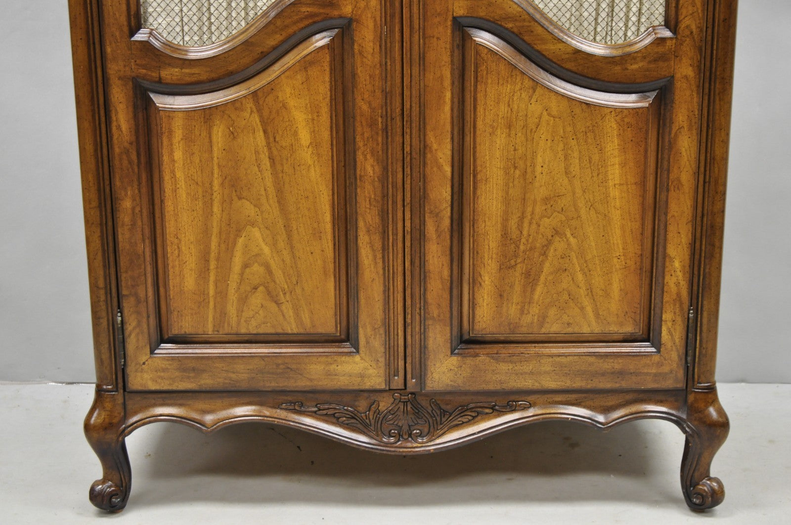 Vintage French Country Style Tall Walnut Armoire Dresser Wardrobe by White Furn.