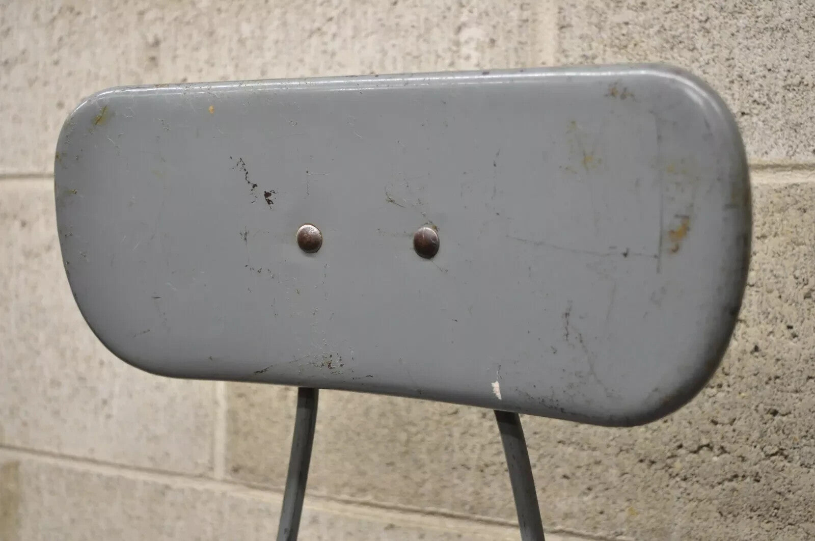 Vintage American Industrial Gray Metal Drafting Stool Artist Work Chair