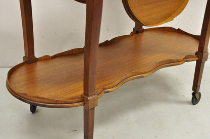 Vintage Regency Style Mahogany Drop Leaf Rolling Server Cart Buffet.