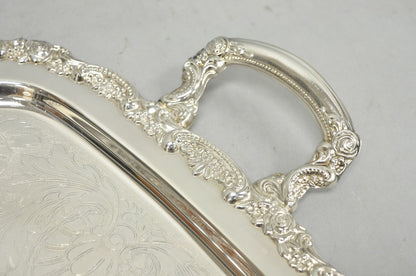 Vintage Oneida Victorian Silver Plated Etched Butlers Serving Platter Bar Tray