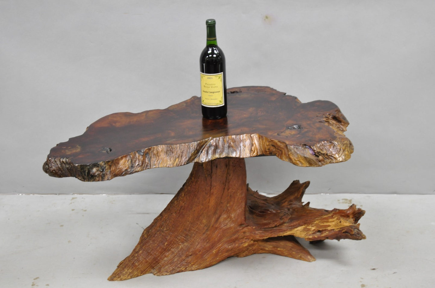 Vintage Mid Century Modern Burl Wood Slab Driftwood Sculptural Coffee Table