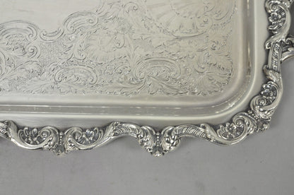 Vintage Old English Poole Silver Plated Footed Narrow Serving Platter Bar Tray