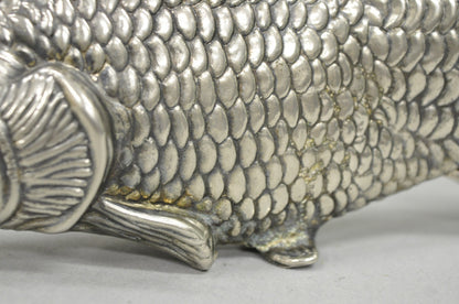 Vintage Italian Hollywood Regency Silver Plated Figural Koi Fish Napkin Holder