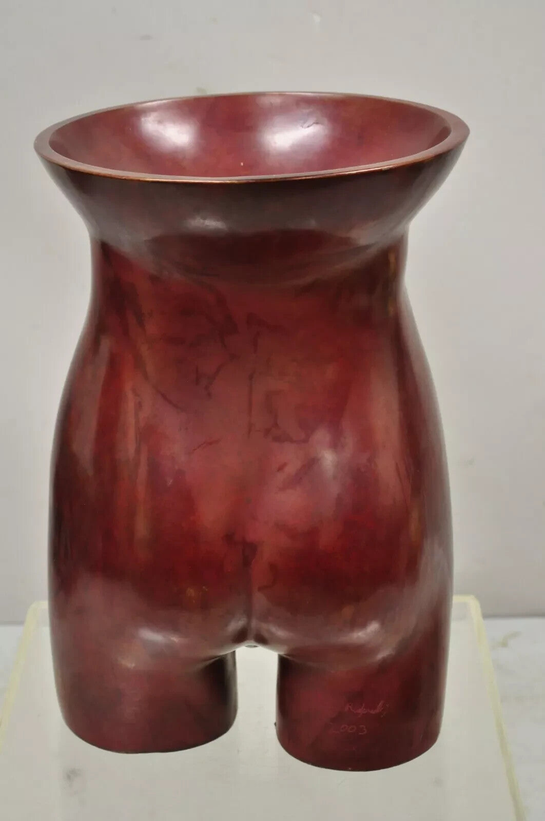 Gary Spradling (1951-2006) Bronze Nude Female Torso Burnished Red Art Sculpture