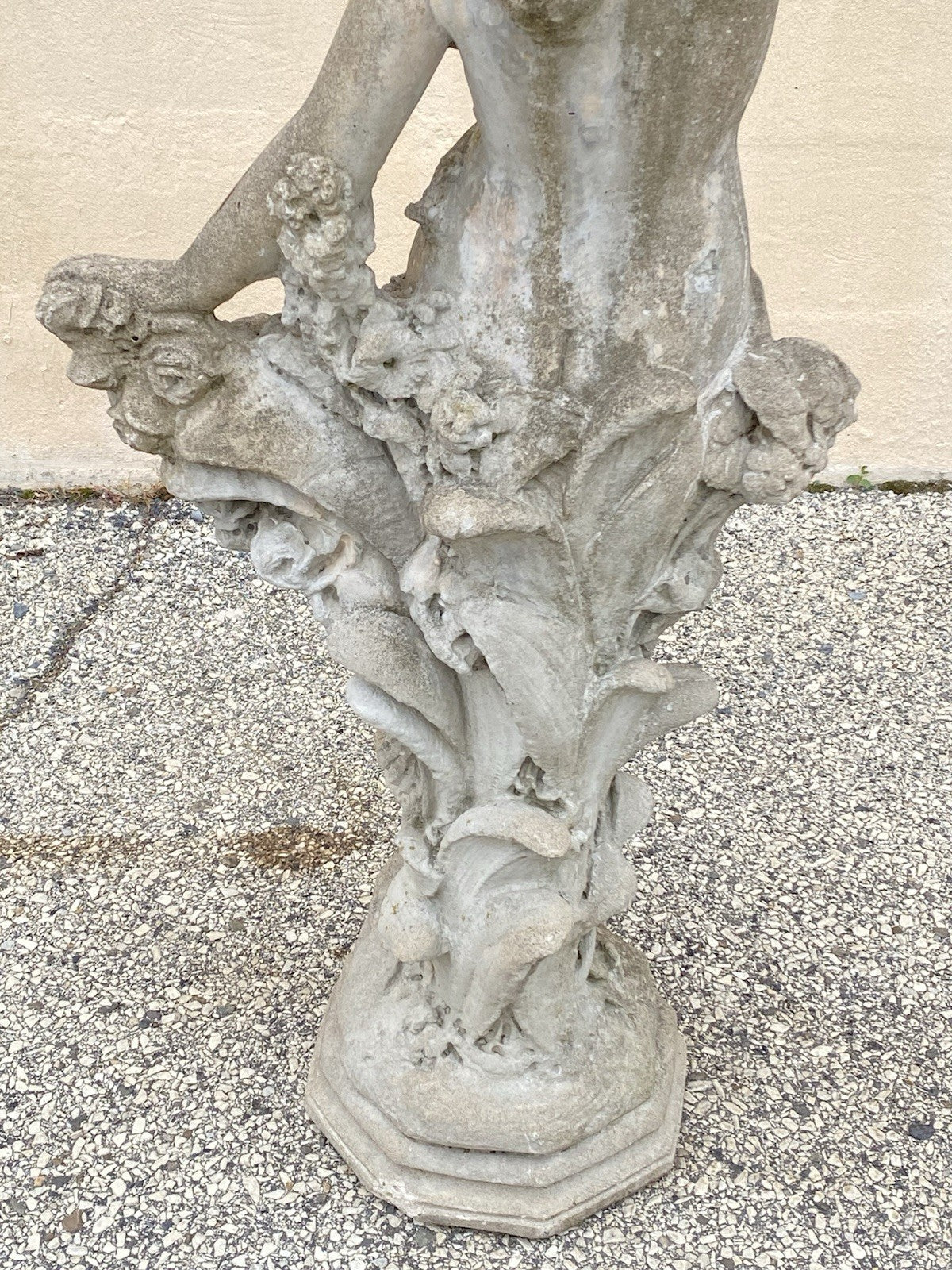 Vintage French Hollywood Regency 46" Cement Garden Nude Goddess Sculpture Statue