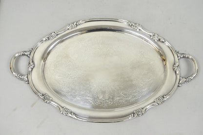 Vintage Reed & Barton 1820 Victorian Silver Plated Oval Serving Platter Bar Tray