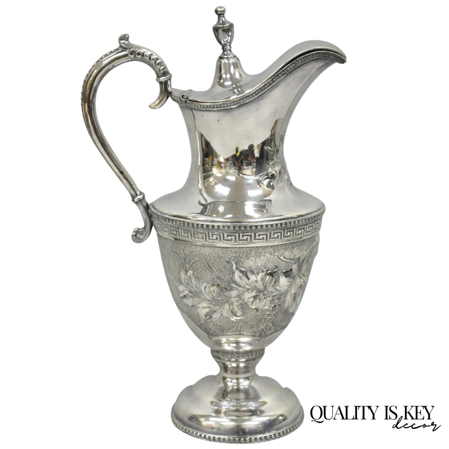 Antique English Victorian Silver Plated Floral Repousse Coffee Pot Teapot