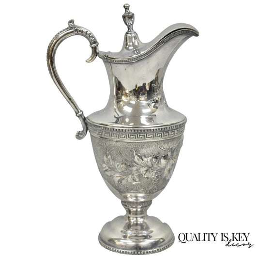 Antique English Victorian Silver Plated Floral Repousse Coffee Pot Teapot