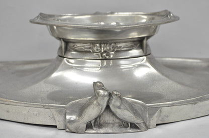 Antique Kayserzinn 4640 German Art Nouveau Pewter Metal Serving Platter w Birds