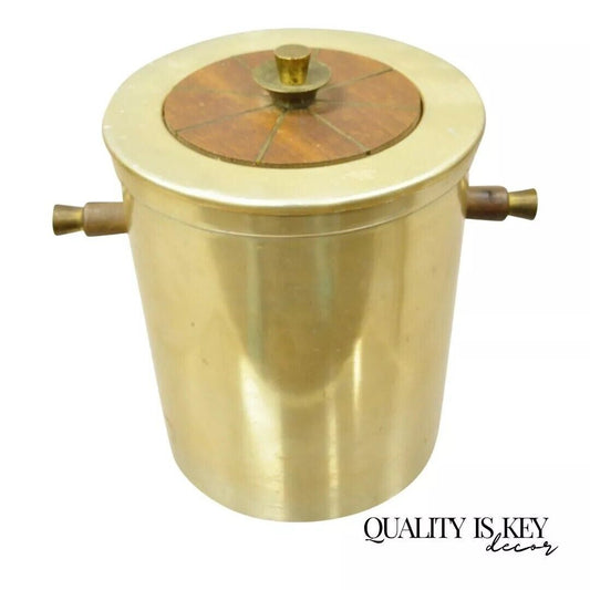 Georges Briard Mid Century Modern Aluminum Brass Tone Ice Bucket with Handles