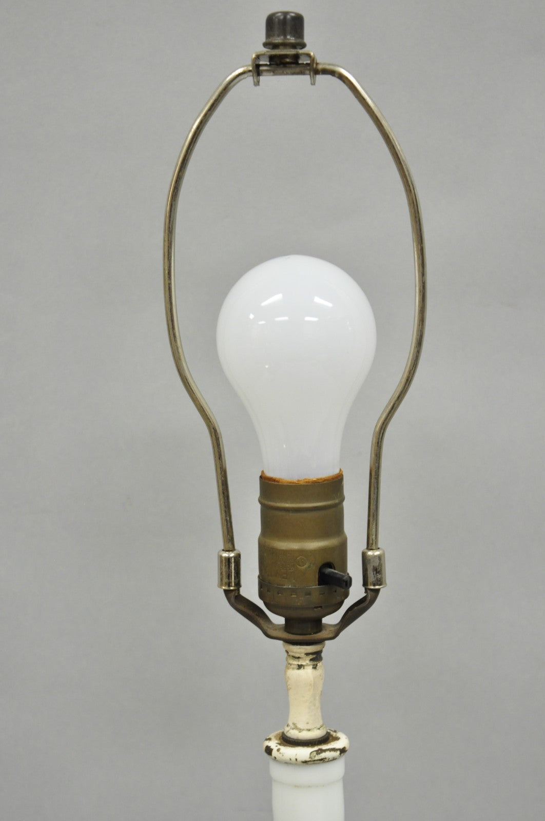 Antique White Polar Bear & Lamp Post Figural Glass Decanter Bottle Table Lamp