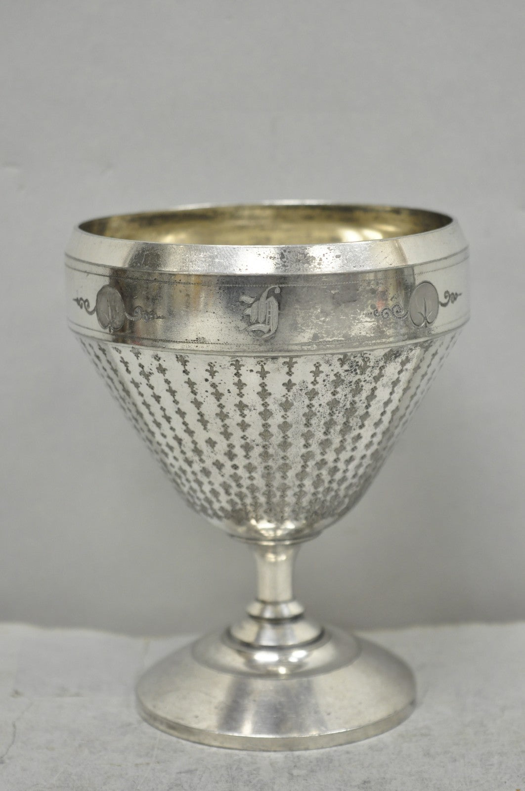 Antique Meriden English Victorian Silver Plated Goblet Cup w/ "H" Monogram