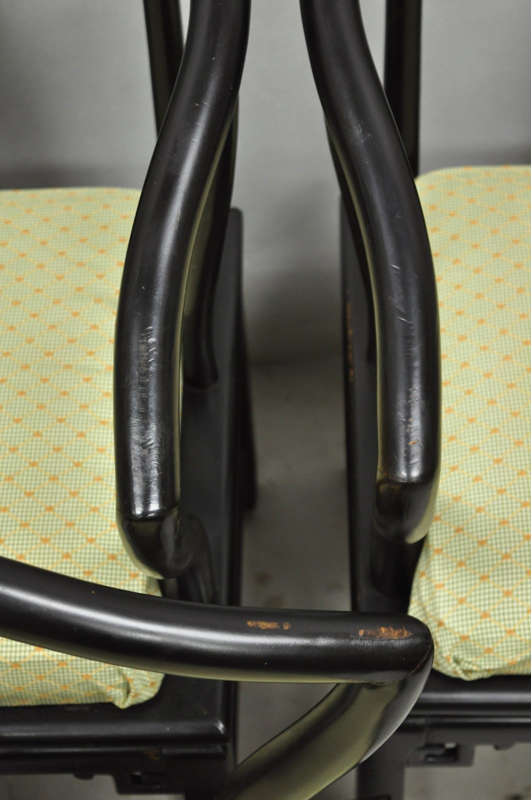 Vintage Oriental Ming Style Ebonized Horseshoe Lounge Chairs by Century (A) Pair