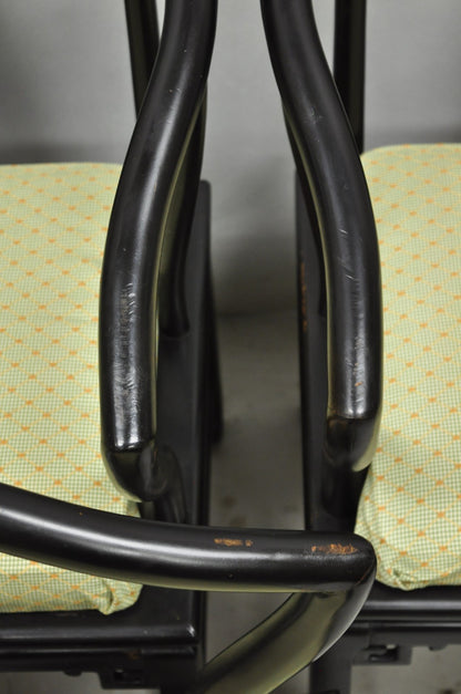 Vintage Oriental Ming Style Ebonized Horseshoe Lounge Chairs by Century (A) Pair