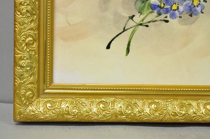 Mary Wilson French Hand Painted Porcelain Plaque Pink Rose Flower Painting (B)