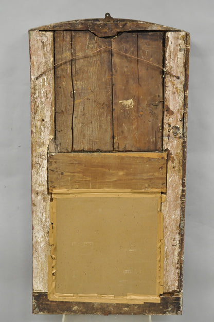 18th C French Louis XV Baroque Style Green Distress Painted Trumeau Wall Mirror