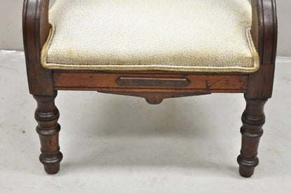 Antique Small Child's Eastlake Victorian Carved Walnut Distress Parlor Arm Chair