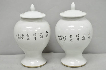 Vintage Chinese Hand Painted Foo Dog Porcelain Covered Ginger Jar - a Pair