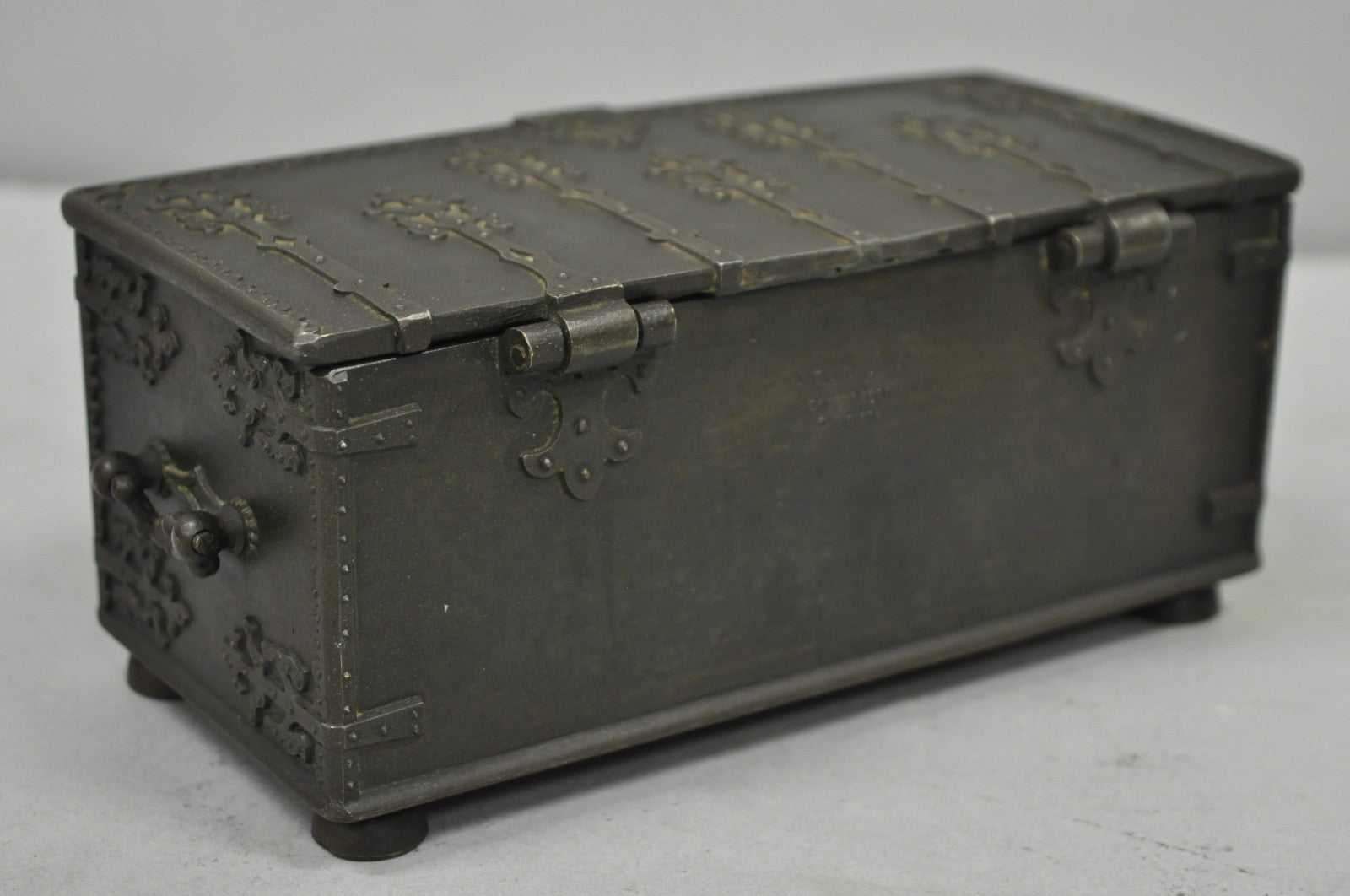 Antique "Iron Art" Denmark Bronze Trinket Jewelry Box Casket "Battle of Estonia"