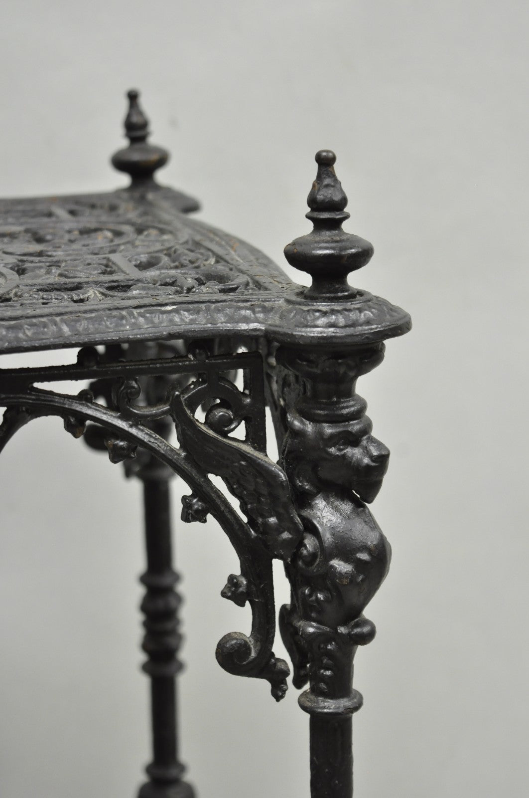 Antique French Renaissance Victorian Cast Iron Figural 3 Tier Plant Stand Table