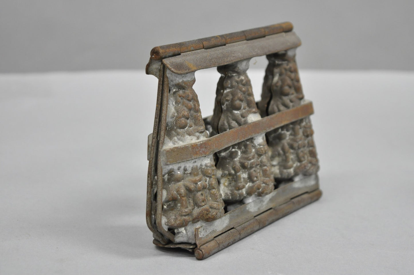 Vintage Christmas Trees Metal Hinged Chocolate Candy 4" Mold with 3 Trees