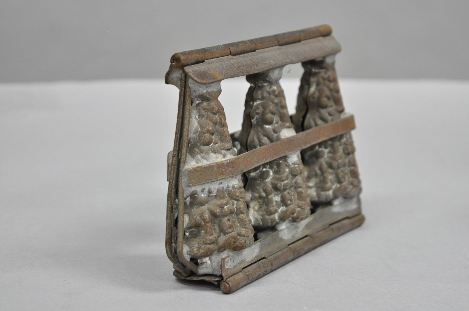 Vintage Christmas Trees Metal Hinged Chocolate Candy 4" Mold with 3 Trees