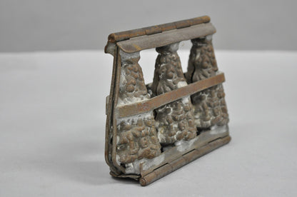 Vintage Christmas Trees Metal Hinged Chocolate Candy 4" Mold with 3 Trees