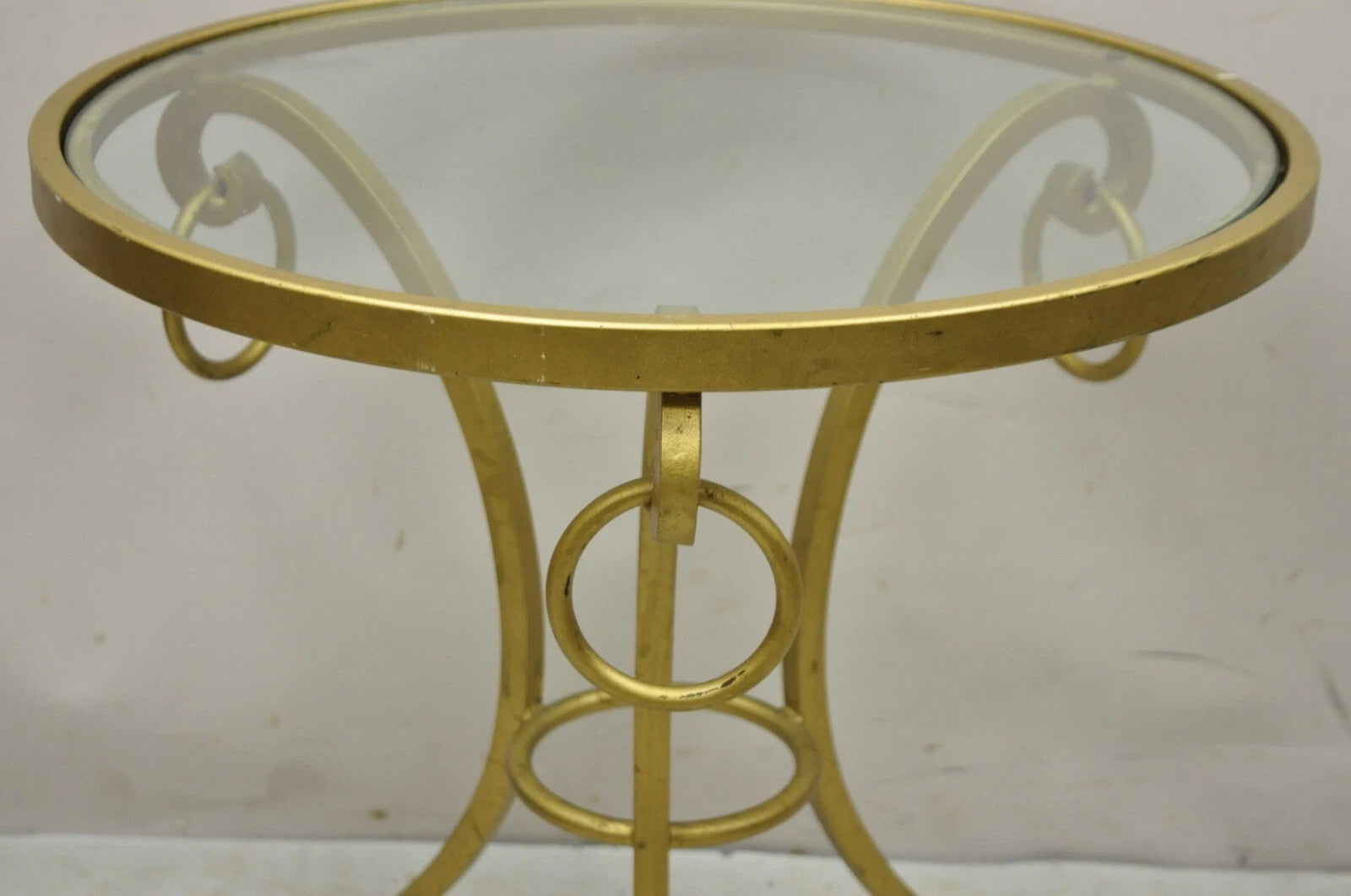 Decorator Italian Neoclassical Style Gold Hoof Foot Round Occasional Side Table