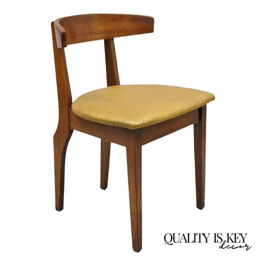 Mid Century Modern Cherry Wood Curved Back Hoof Leg Dining Side Chair