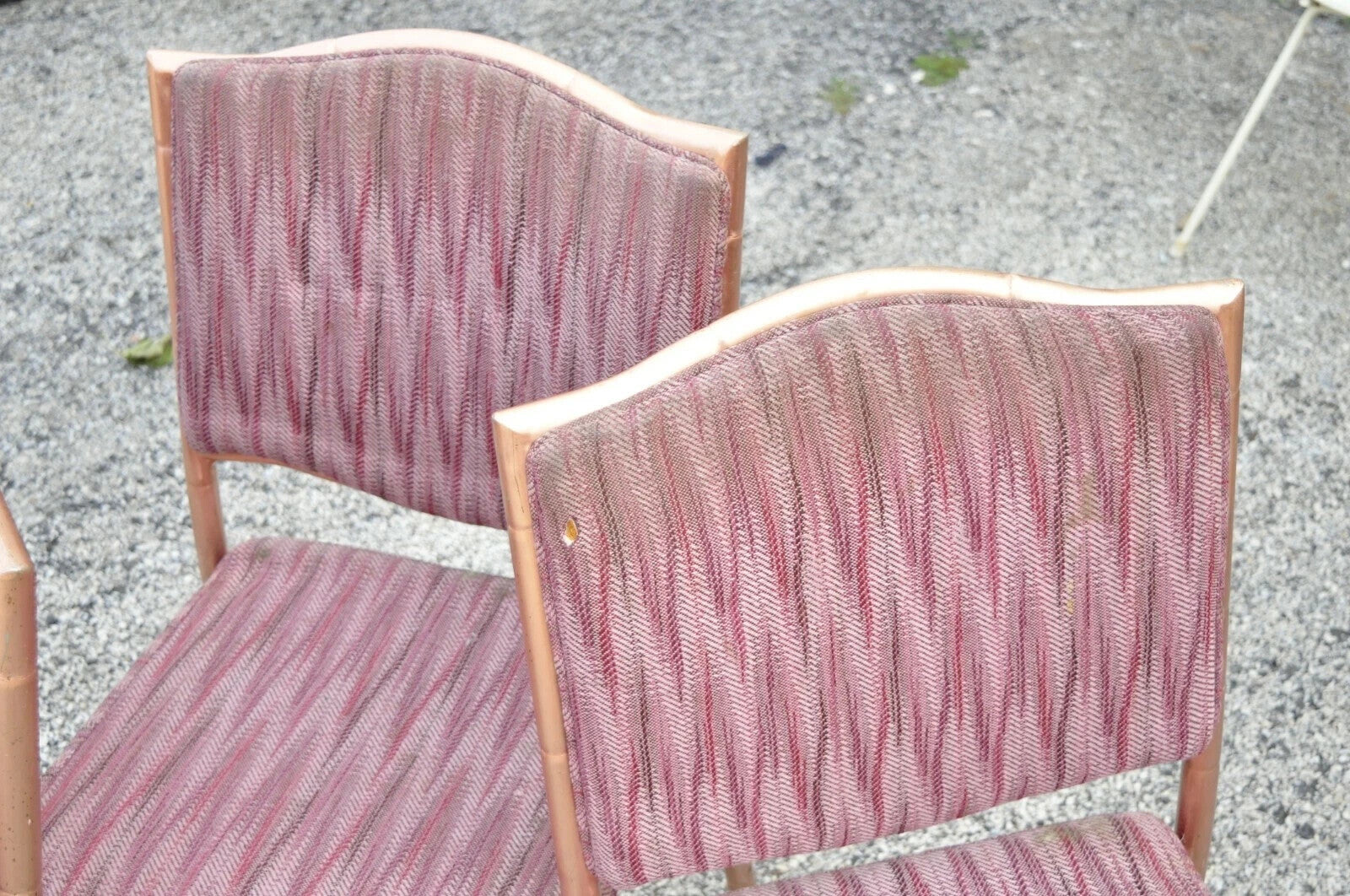 Shelby Williams Faux Bamboo Pink Rose Gold Upholstered Banquet Chairs - Set of 6